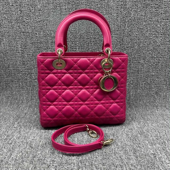 Dior Lady Lambskin Pink Leather Medium Satchel Bag ccofb1450-102525 - Picture 2 of 16